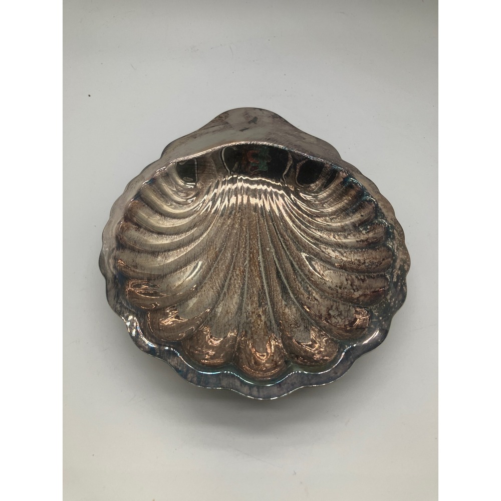 Oneida Silversmiths Silver Plated Scalloped Shell Trinket Dish Vintage 6 Inch